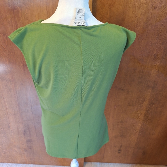 Carmen Elegant Green Draped Women's Top - Picture 4 of 4